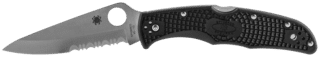 Spyderco Endura 4 3.75" Folding Knife - Half Serrated - Black features a thumb hole opening